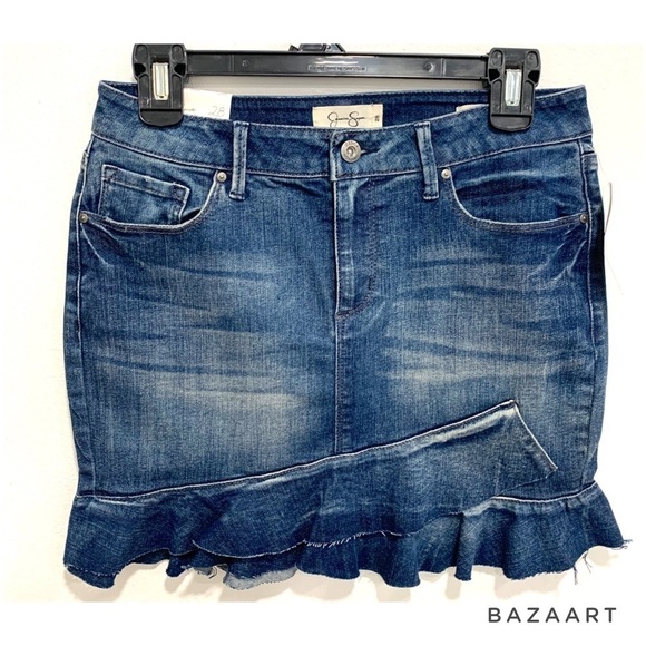 Jessica Simpson Kiss Me Ruffle Denim Mini Skirt size 28 - Picture 1 of 7